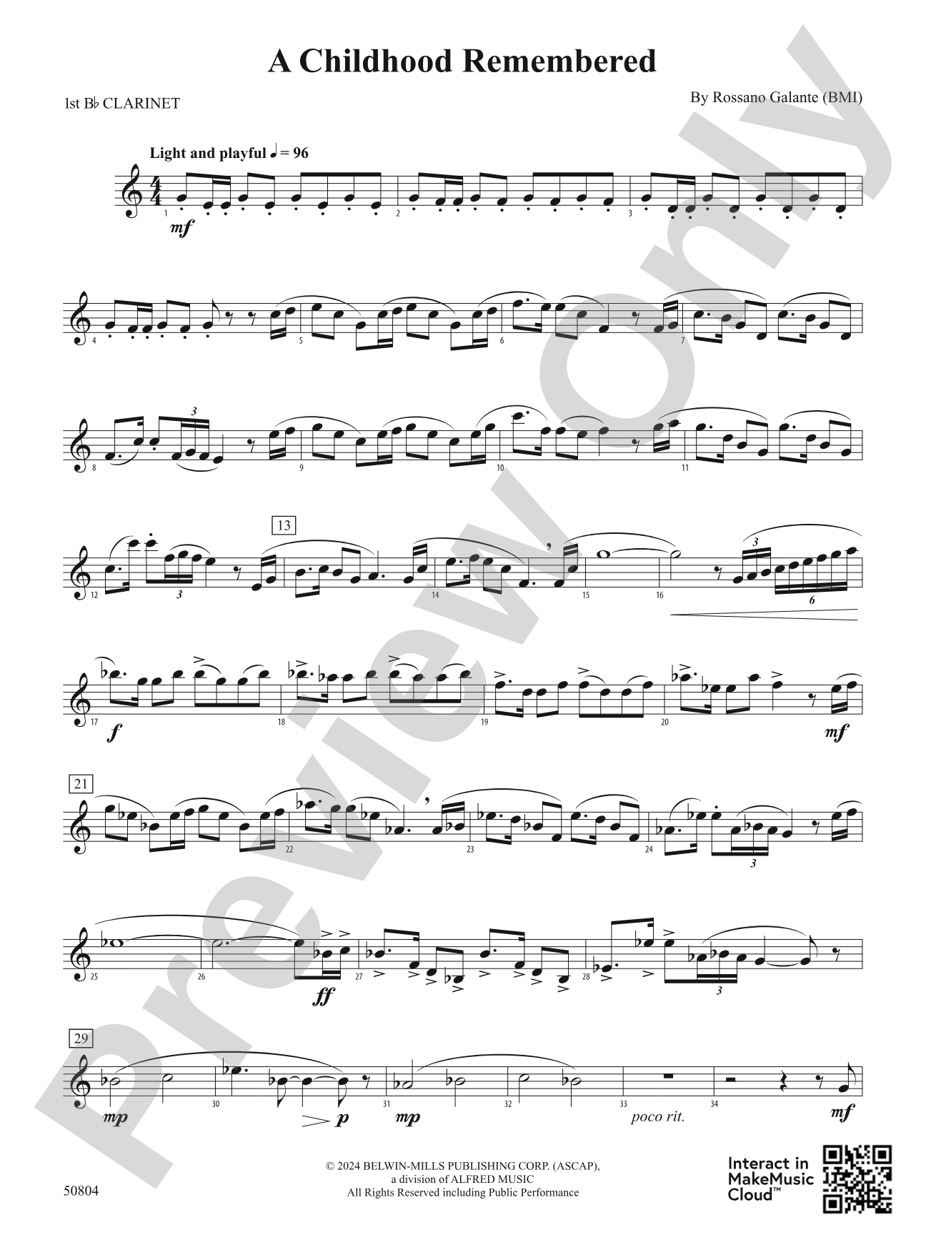 A Childhood Remembered: 1st B-flat Clarinet