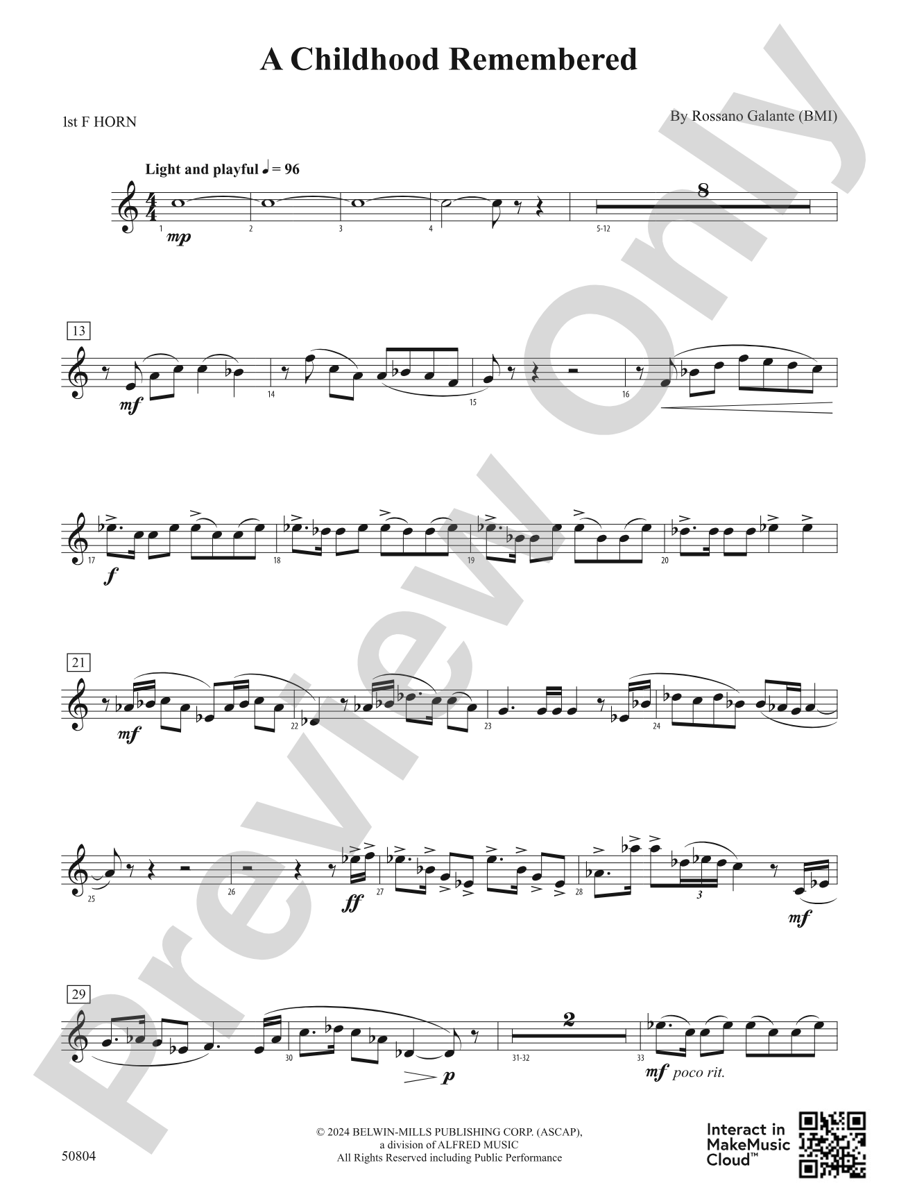 A Childhood Remembered: 1st F Horn