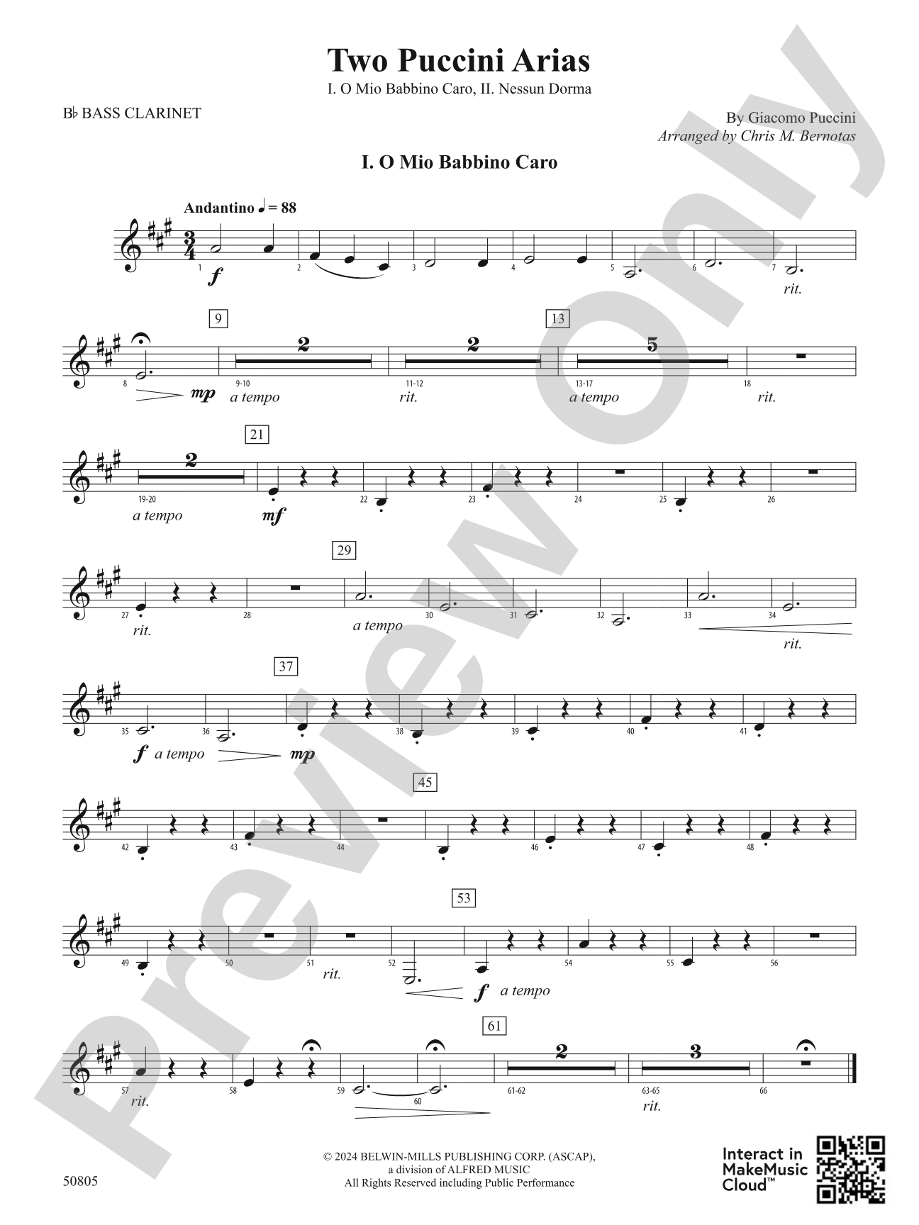 Two Puccini Arias: B-flat Bass Clarinet