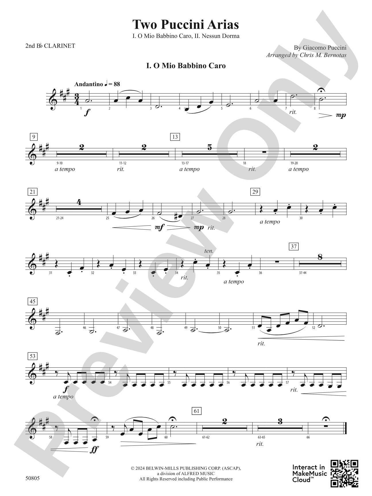 Two Puccini Arias: 2nd B-flat Clarinet