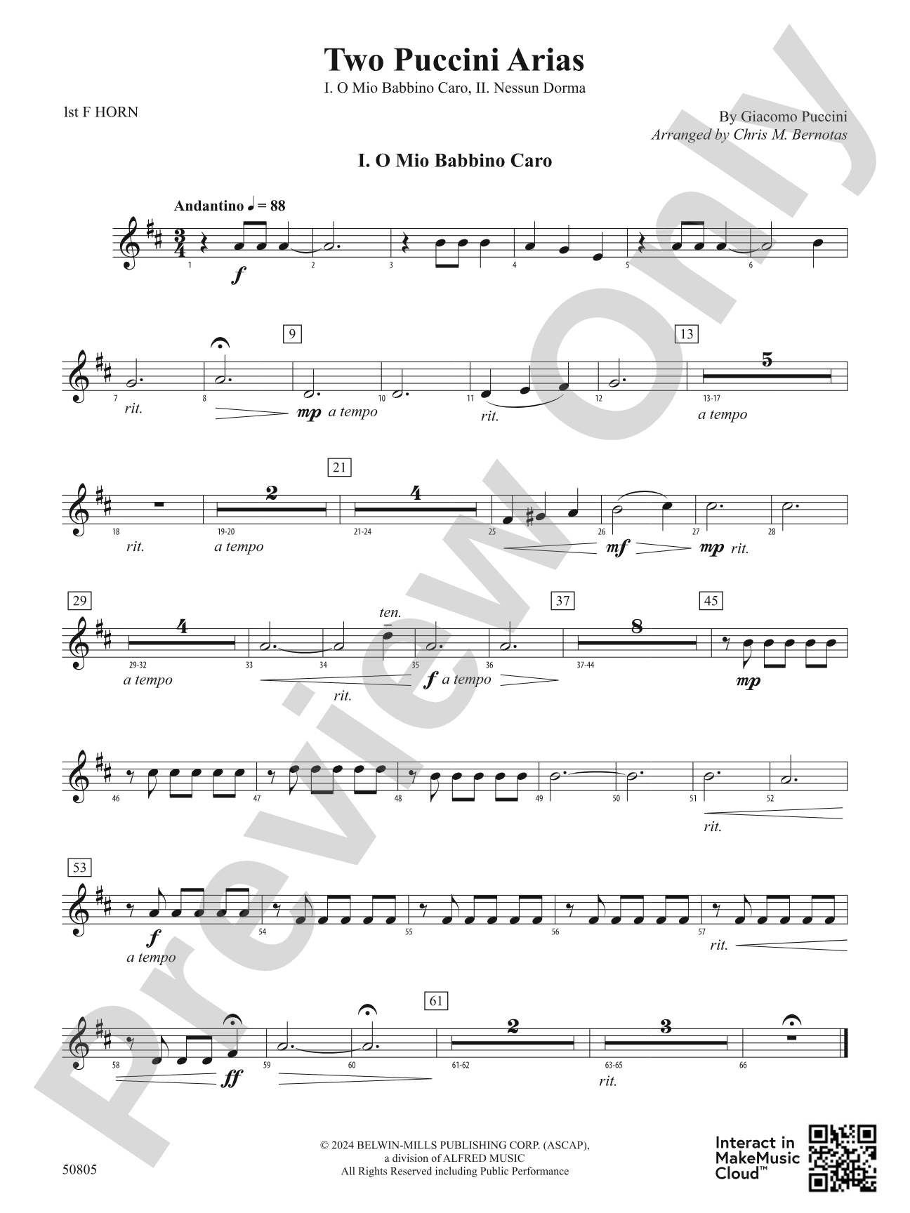 Two Puccini Arias: 1st F Horn