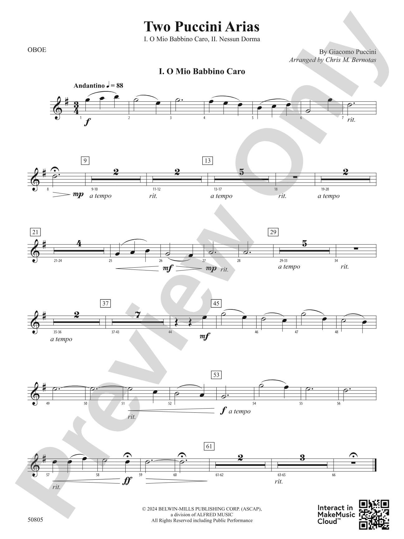 Two Puccini Arias: Oboe