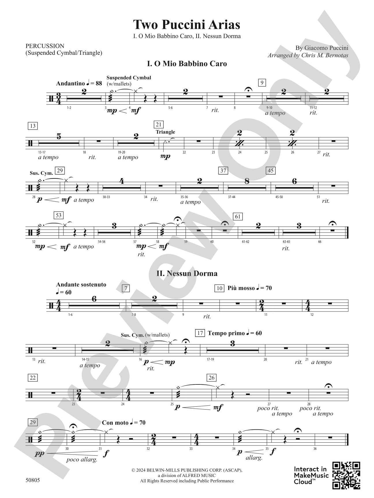 Two Puccini Arias: 1st Percussion