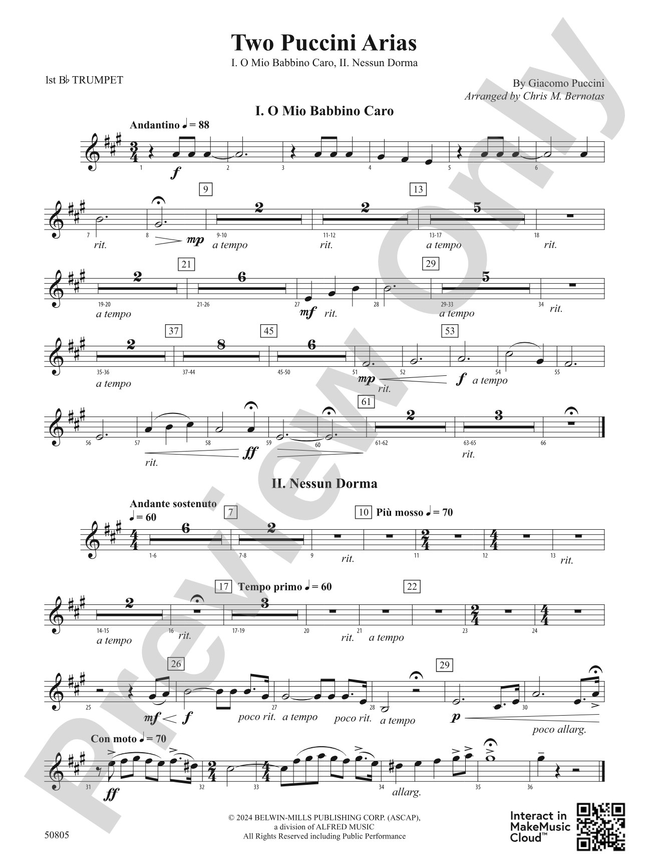 Two Puccini Arias: 1st B-flat Trumpet