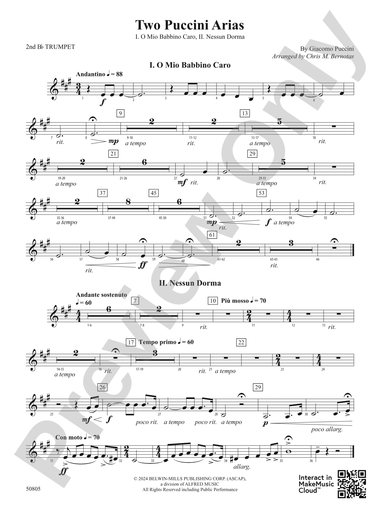 Two Puccini Arias: 2nd B-flat Trumpet