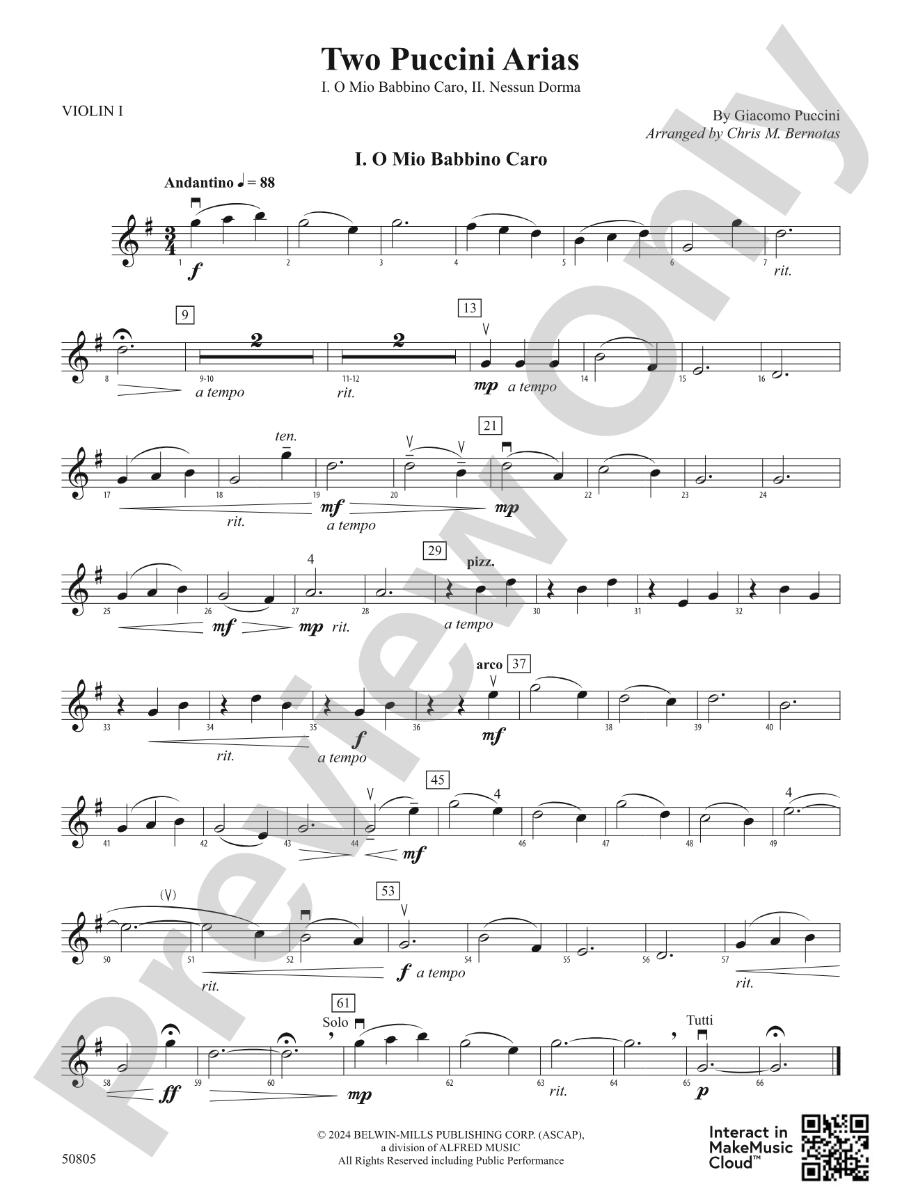 Two Puccini Arias: 1st Violin