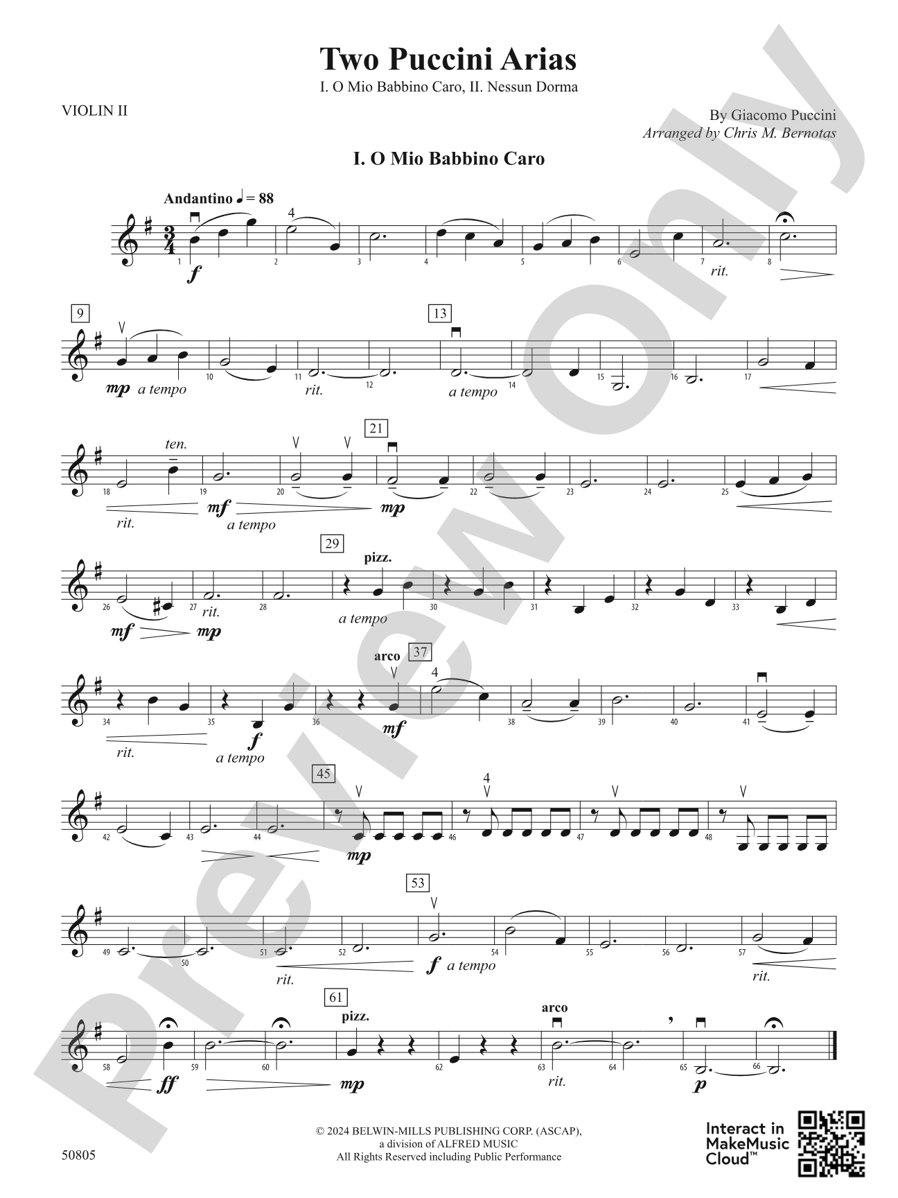 Two Puccini Arias: 2nd Violin