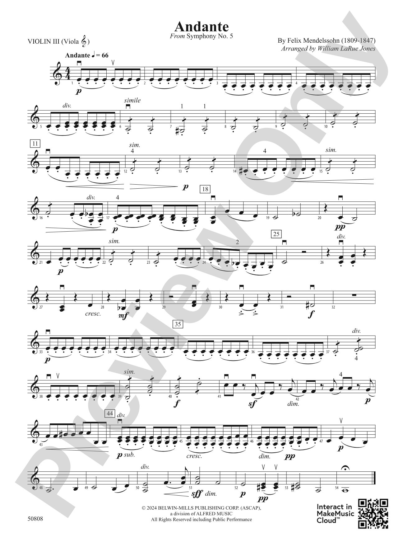 Andante: 3rd Violin (Viola [TC])