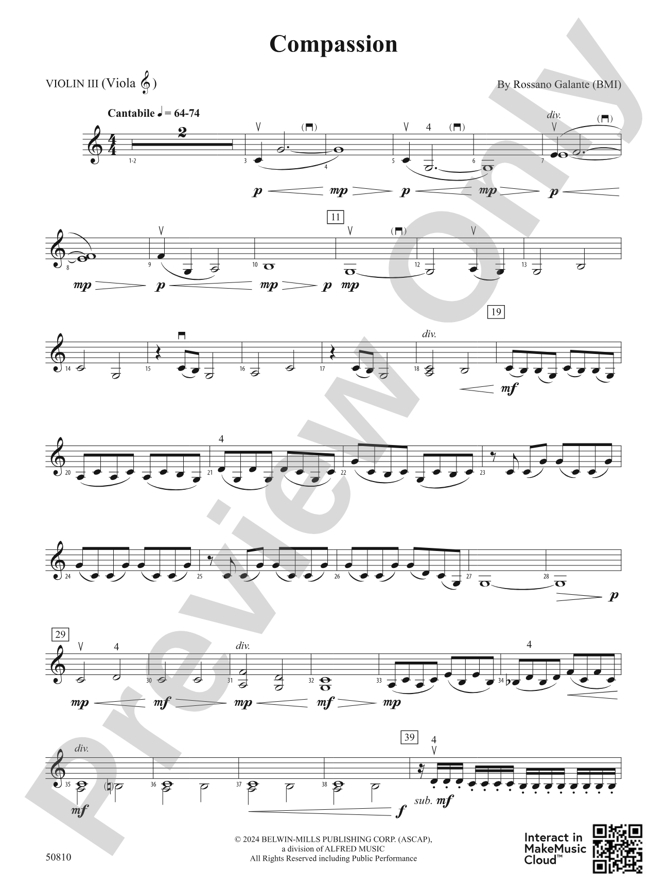 Compassion: 3rd Violin (Viola [TC])