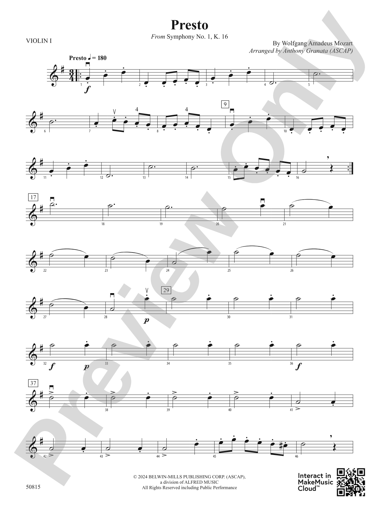 Presto: 1st Violin