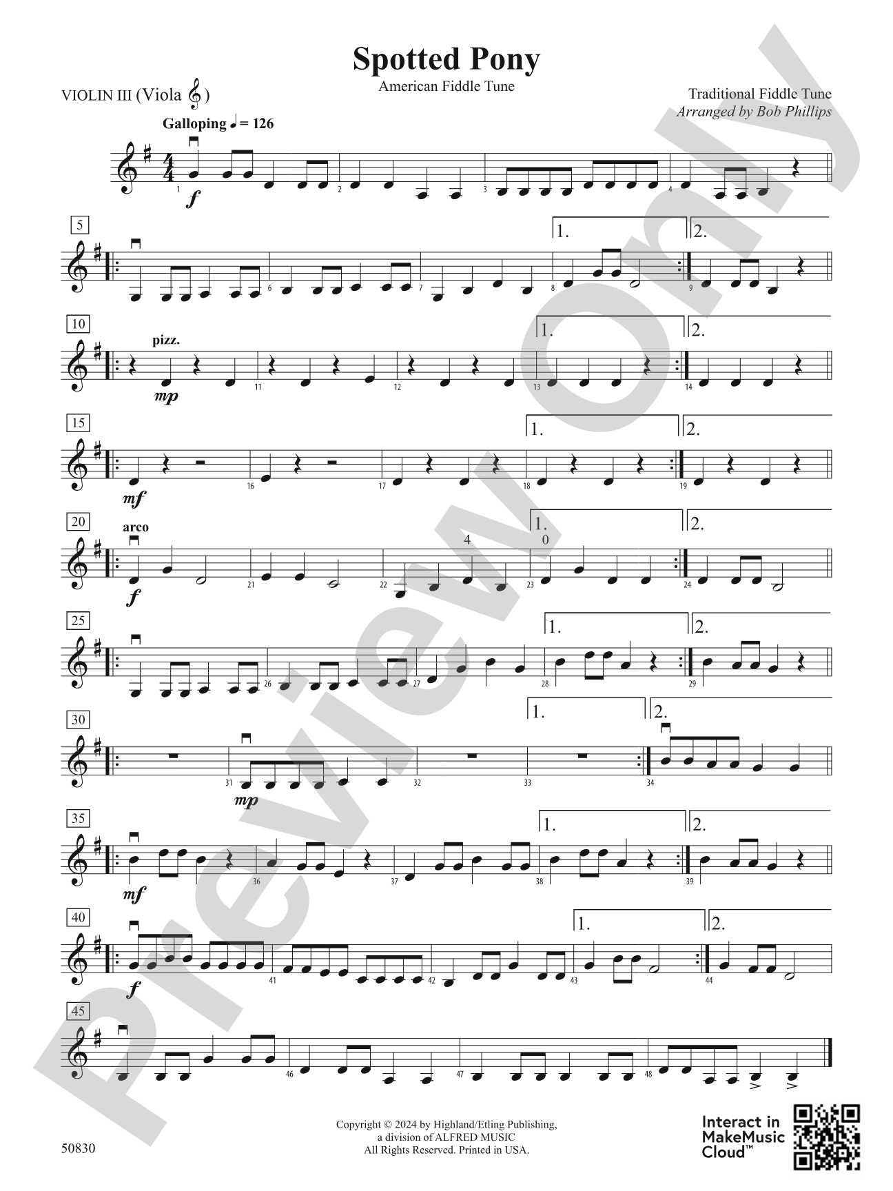 Spotted Pony: 3rd Violin (Viola [TC])