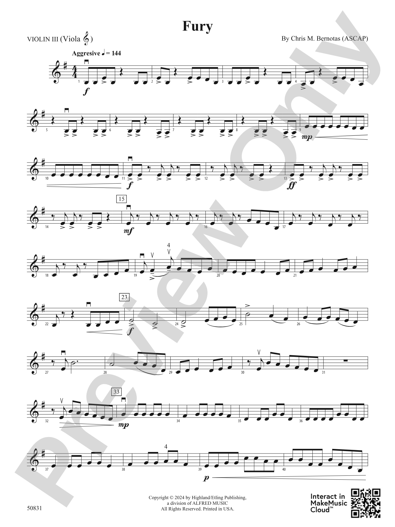Fury: 3rd Violin (Viola [TC])