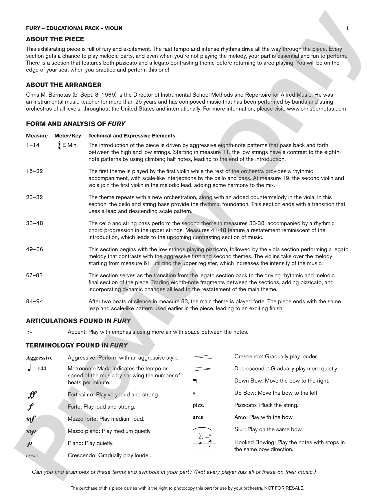 Fury: Violin Educational Pack
