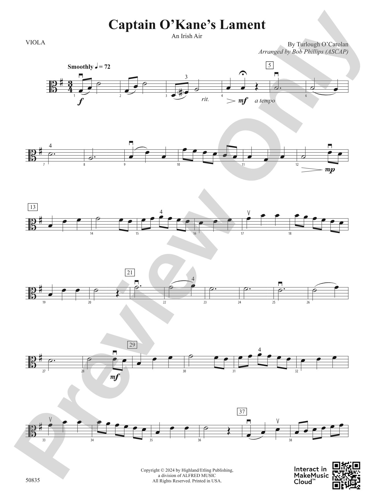 Captain O'Kane's Lament: Viola