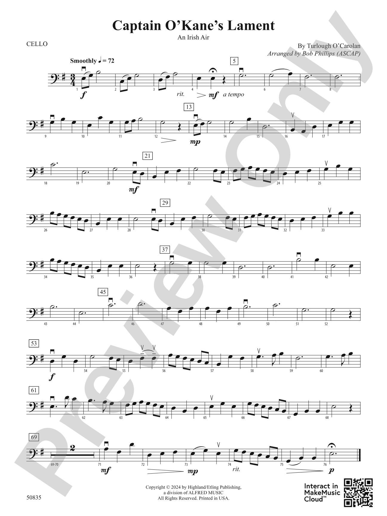 Captain O'Kane's Lament: Cello