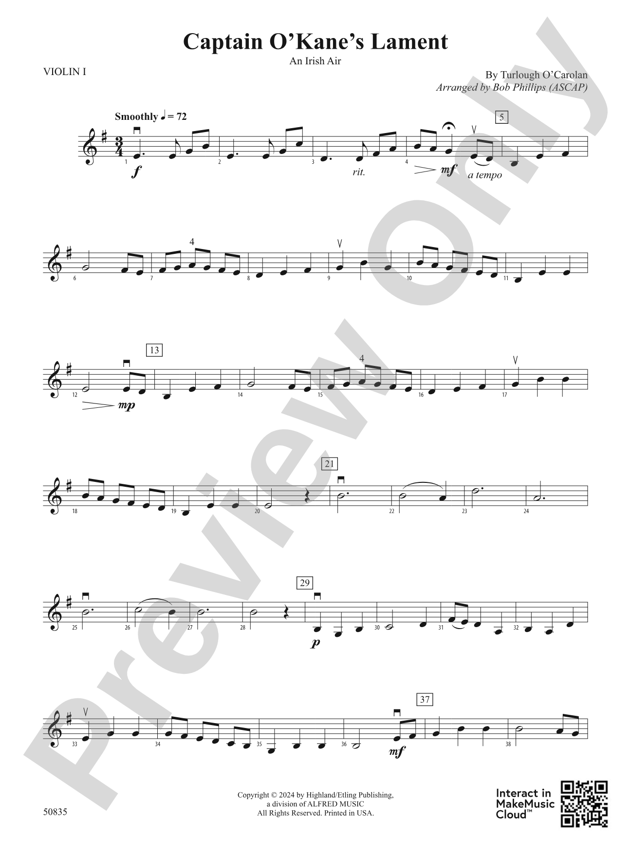Captain O'Kane's Lament: 1st Violin