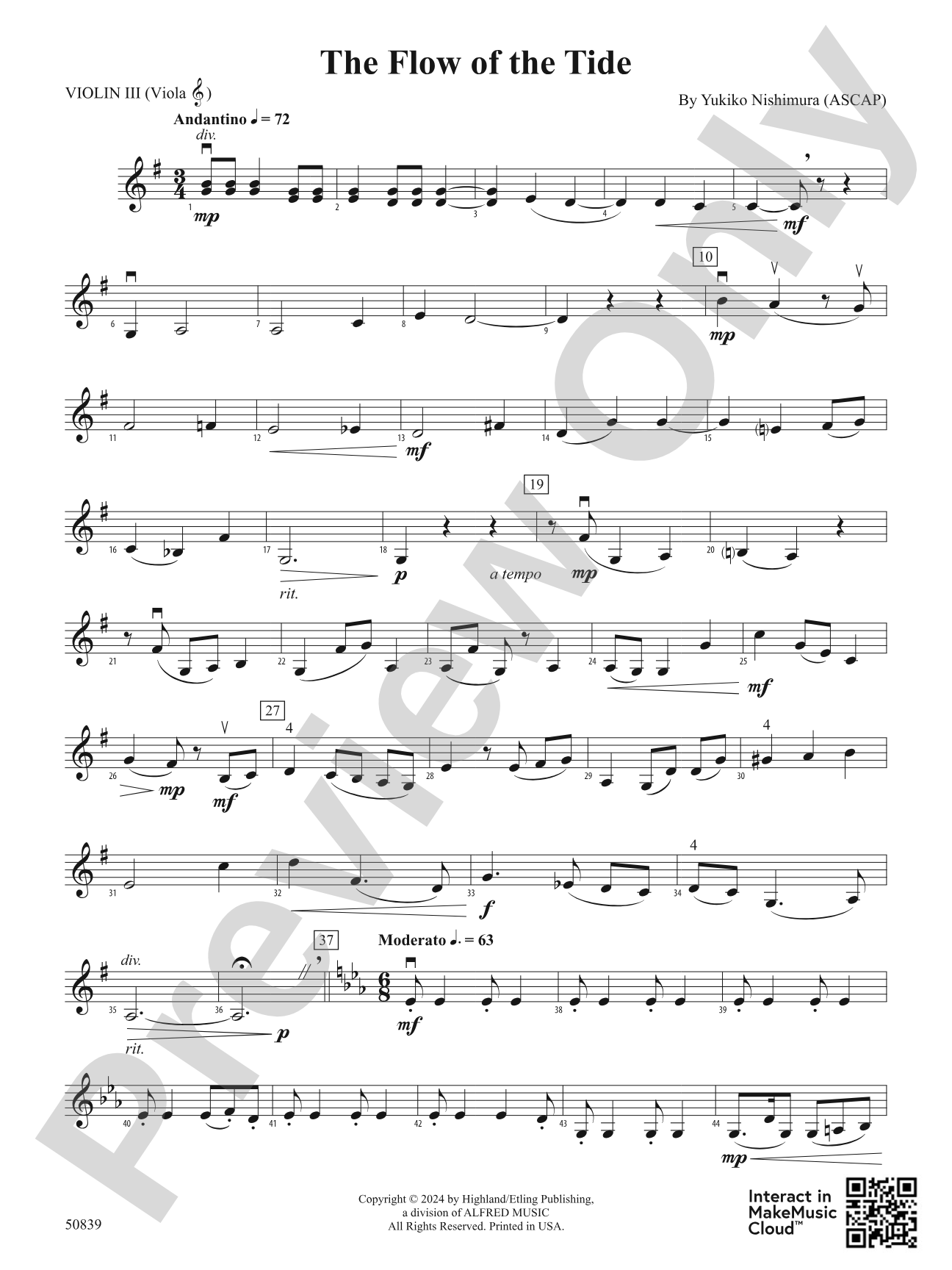 The Flow of the Tide: 3rd Violin (Viola [TC])