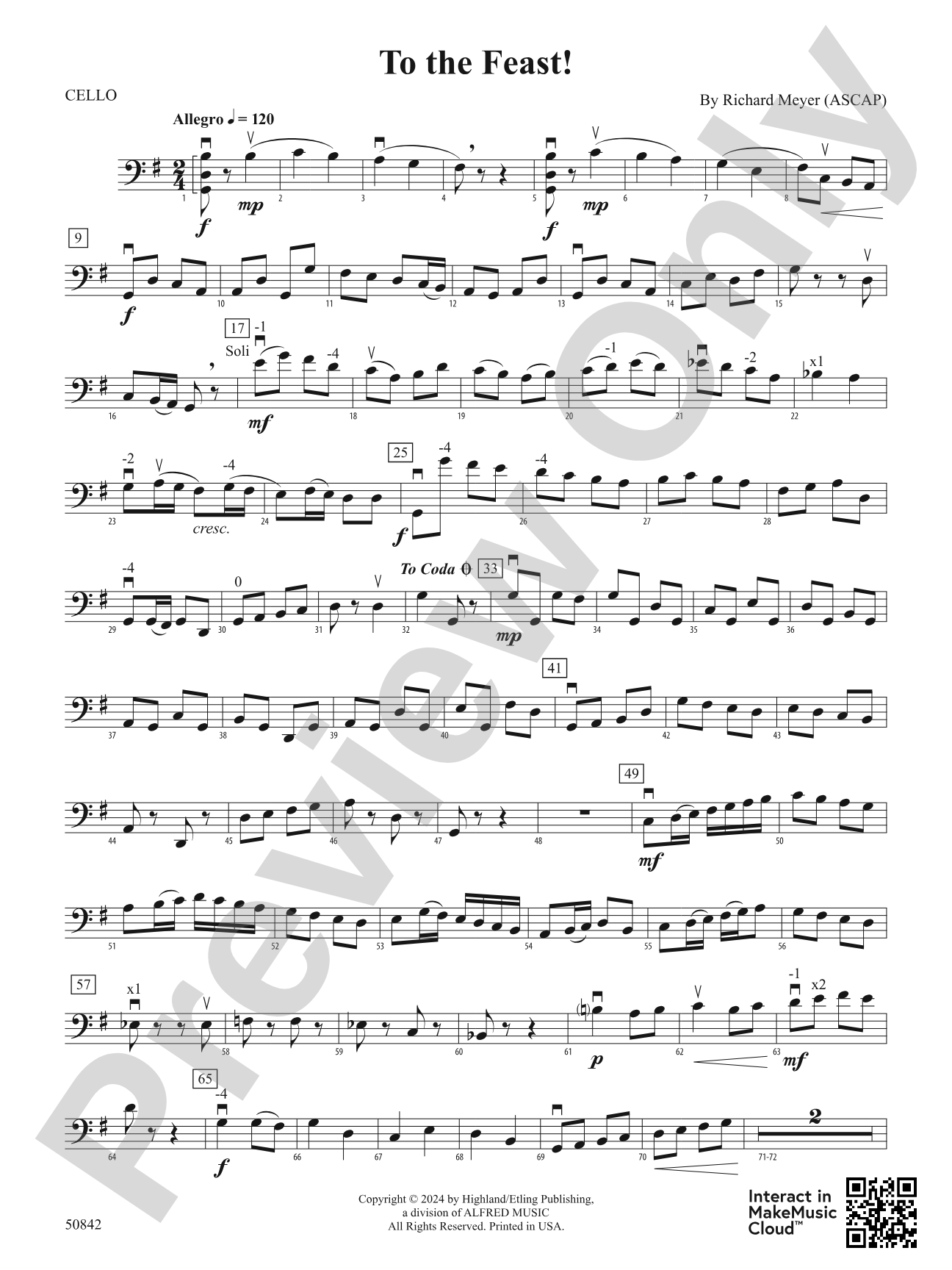 To the Feast!: Cello