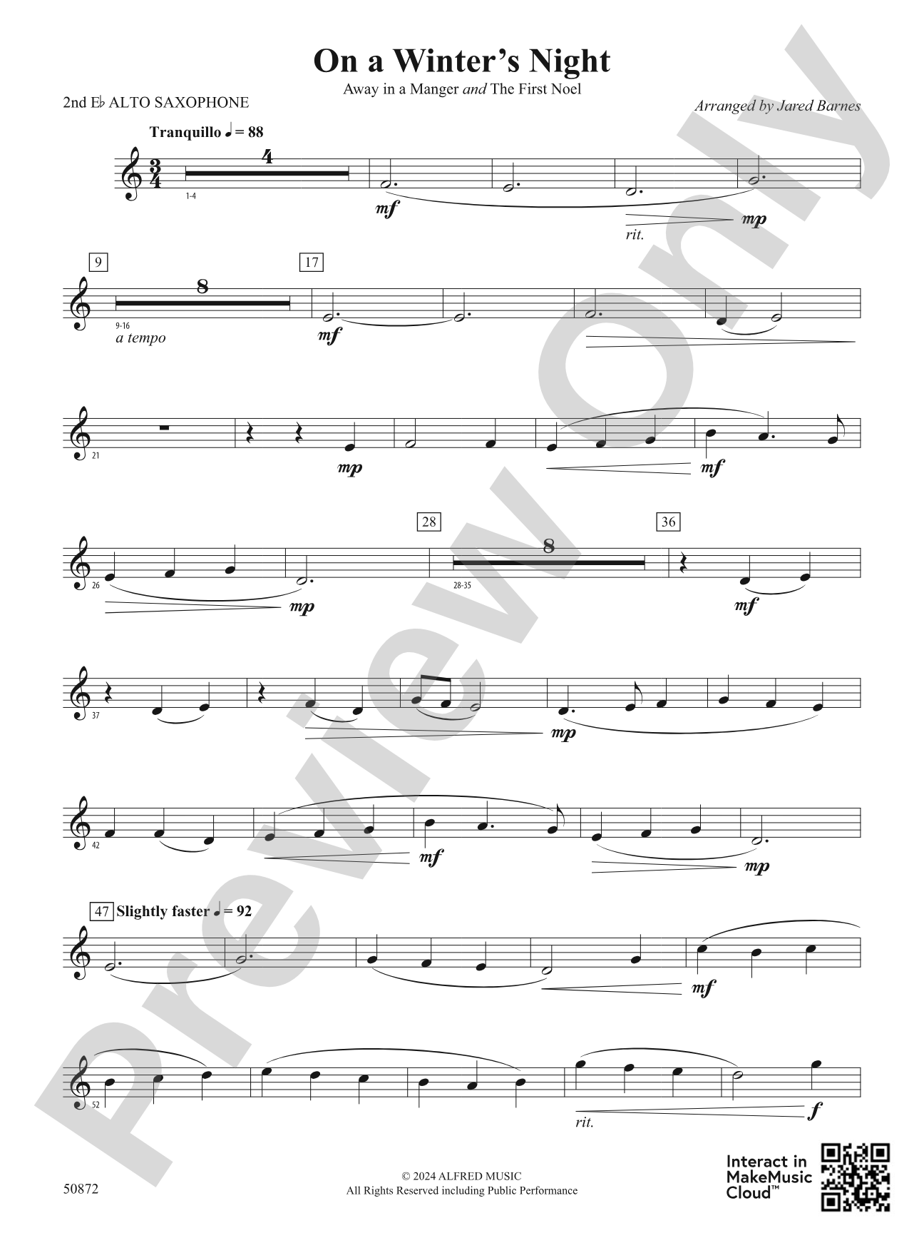 On a Winter's Night: 2nd E-flat Alto Saxophone