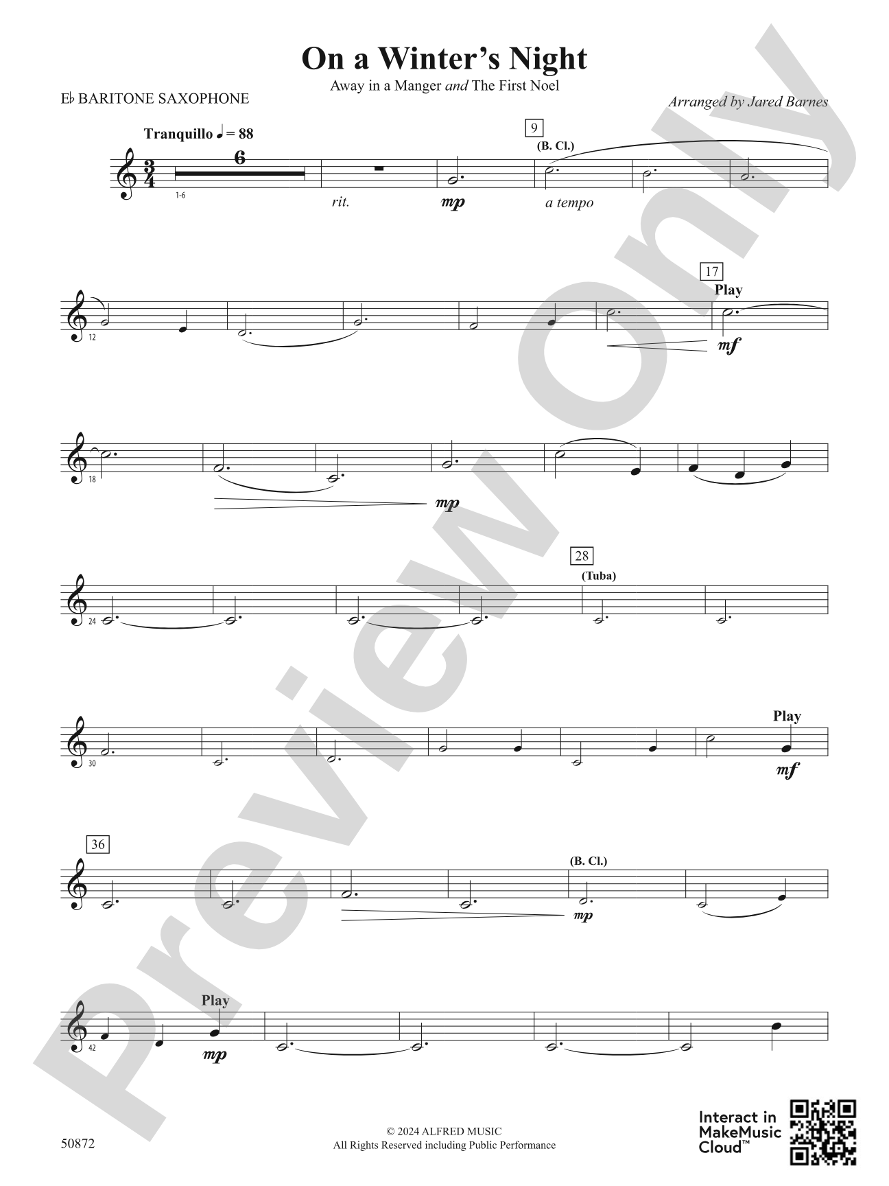 On a Winter's Night: E-flat Baritone Saxophone
