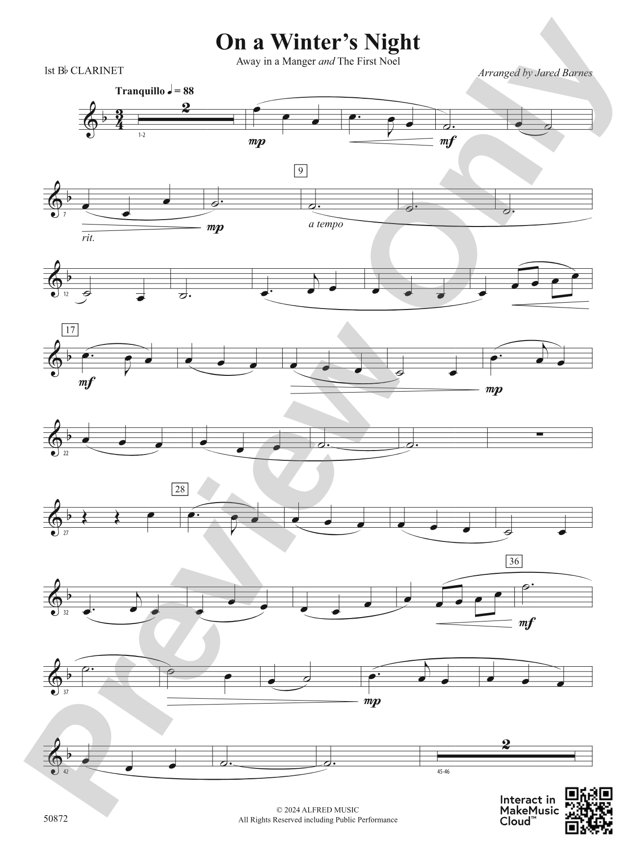 On a Winter's Night: 1st B-flat Clarinet