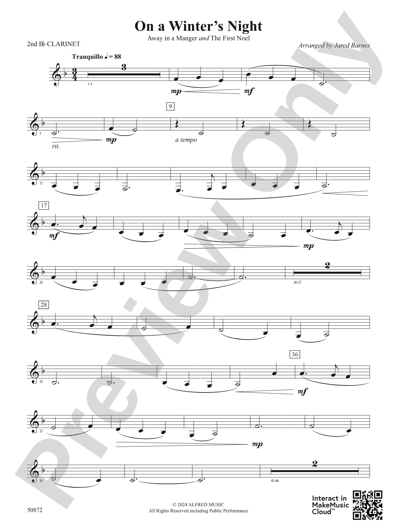 On a Winter's Night: 2nd B-flat Clarinet