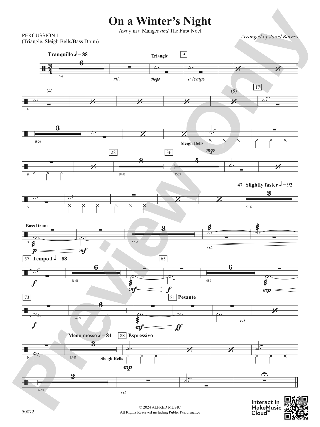 On a Winter's Night: 1st Percussion