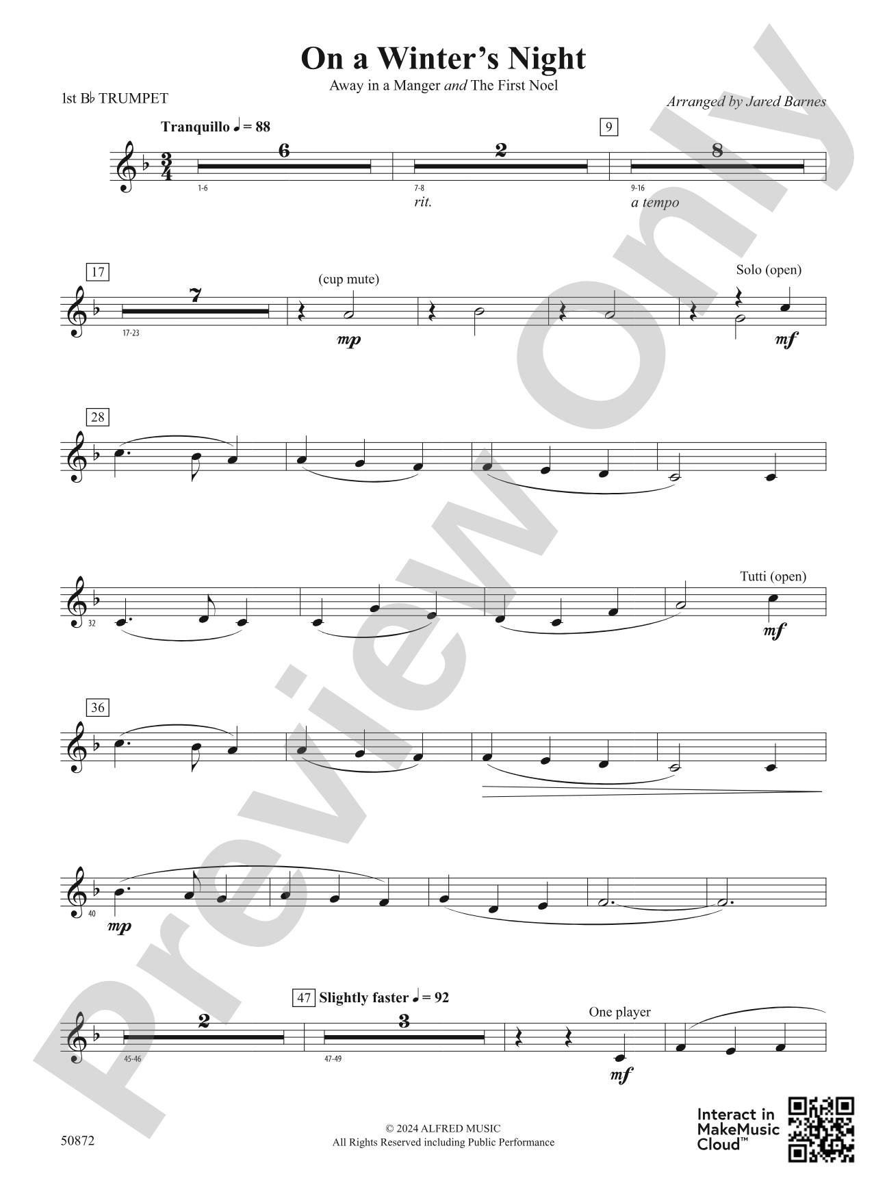 On a Winter's Night: 1st B-flat Trumpet