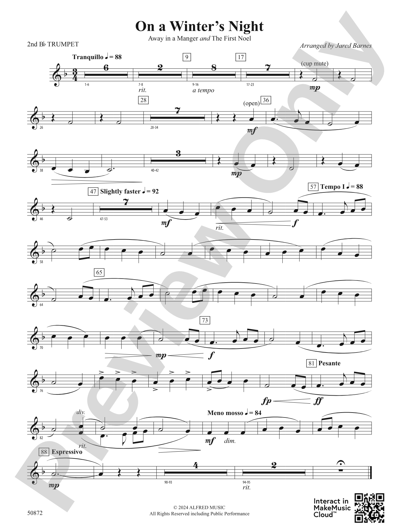 On a Winter's Night: 2nd B-flat Trumpet