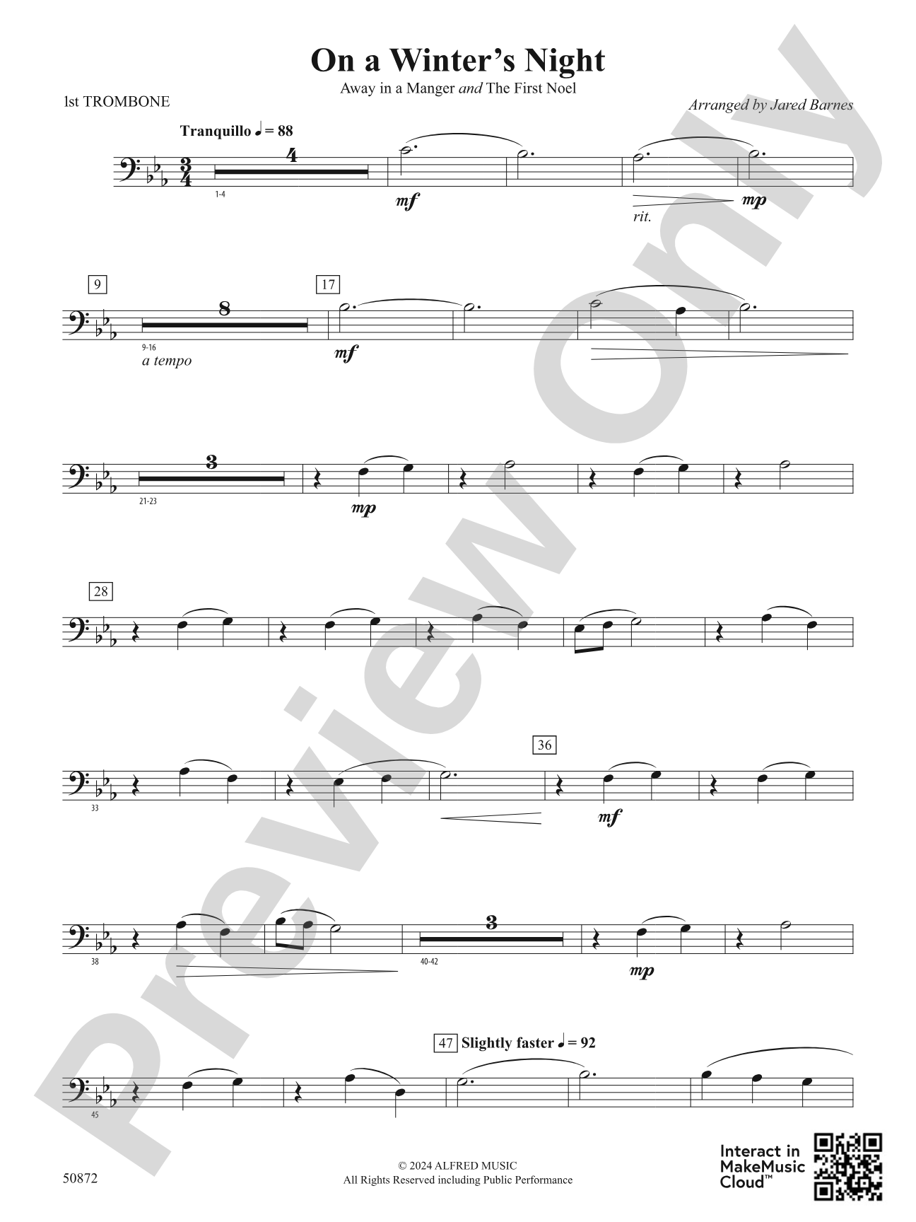 On a Winter's Night: 1st Trombone