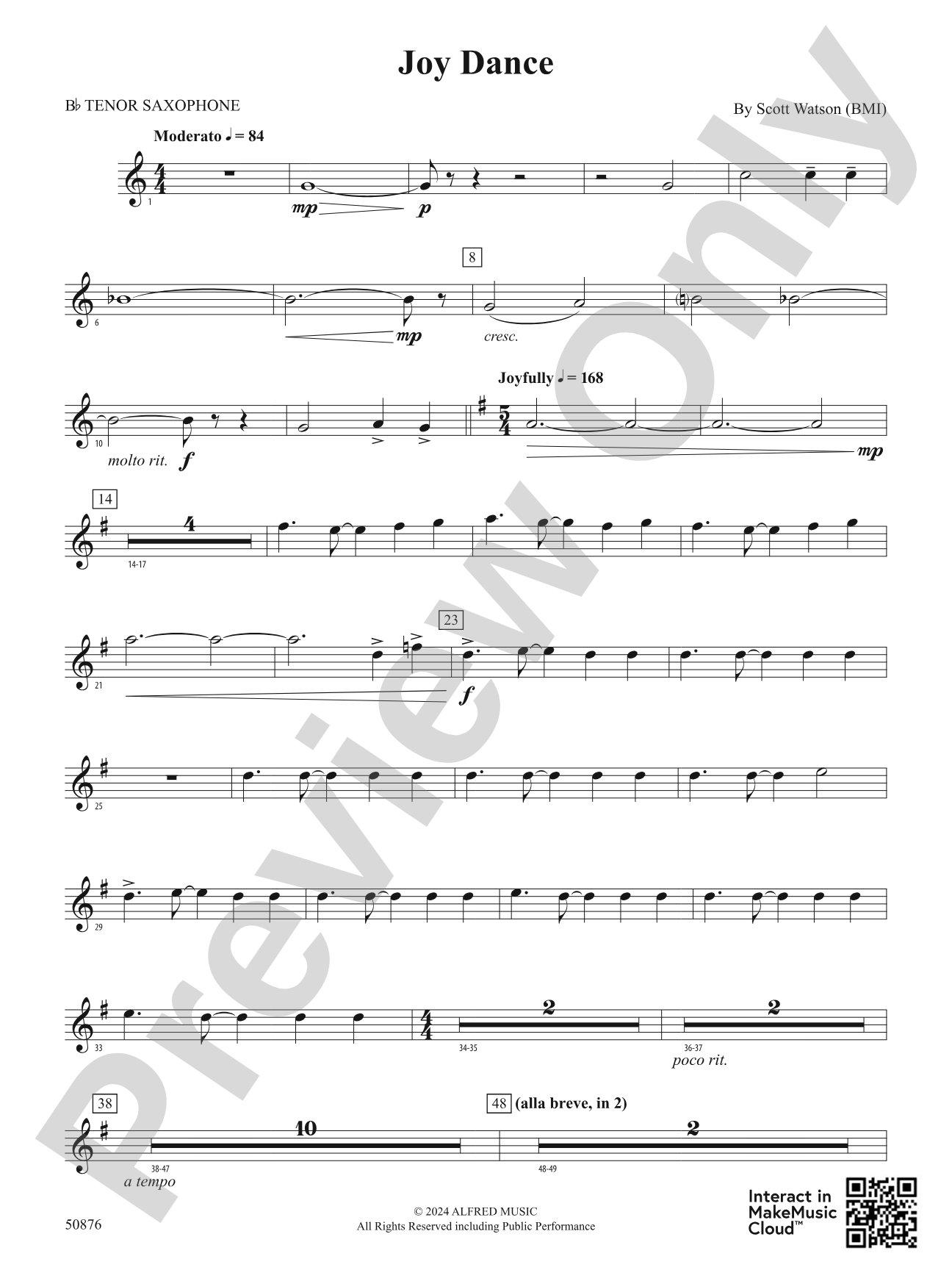 Joy Dance: B-flat Tenor Saxophone