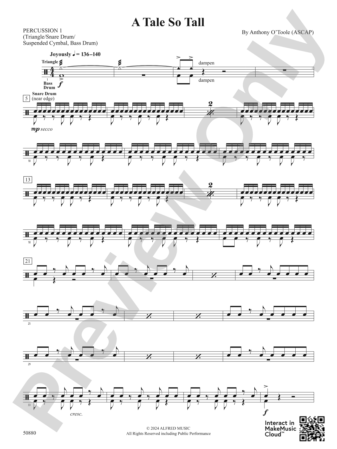 A Tale So Tall: 1st Percussion