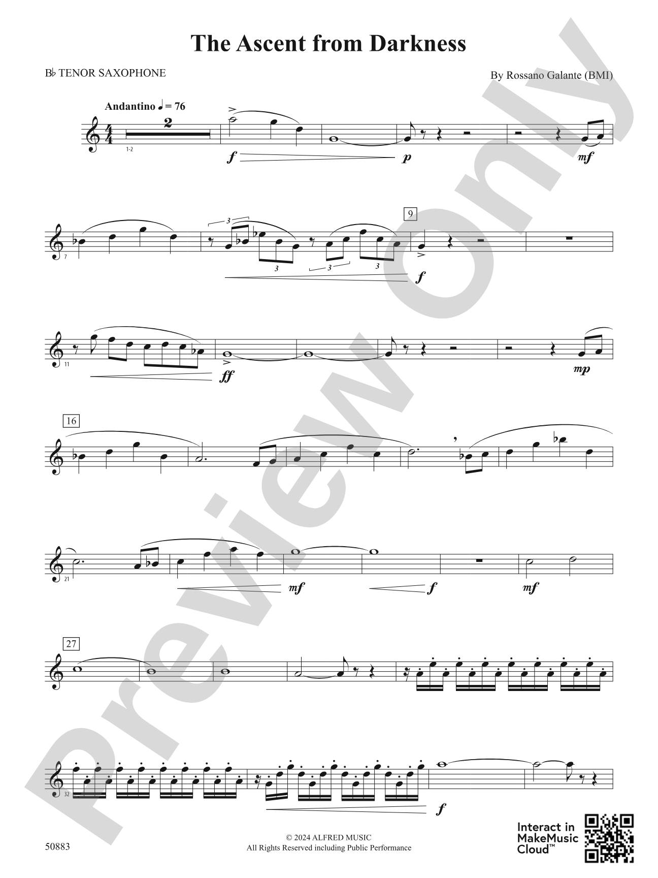The Ascent from Darkness: B-flat Tenor Saxophone