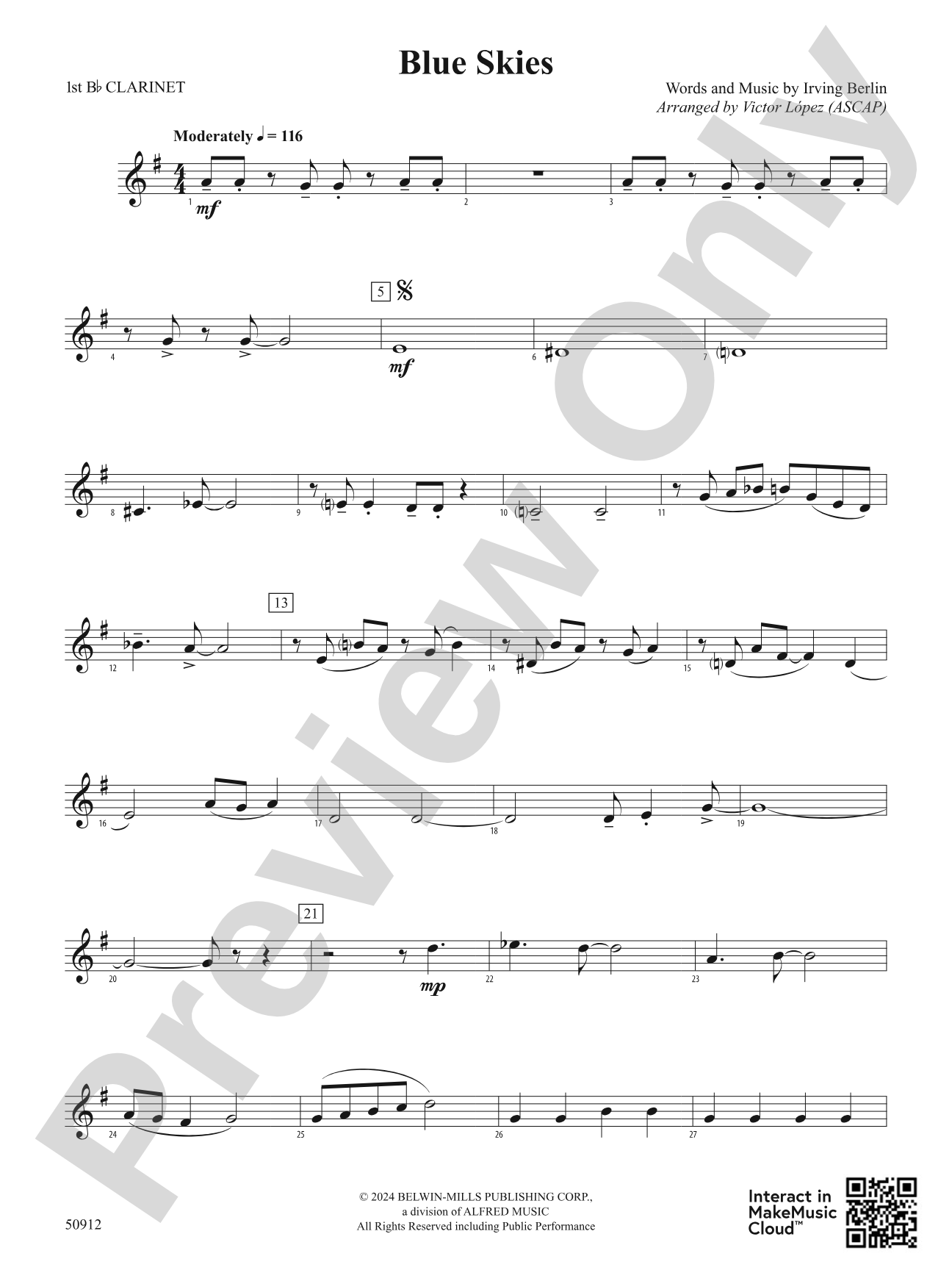 Blue Skies: 1st B-flat Clarinet