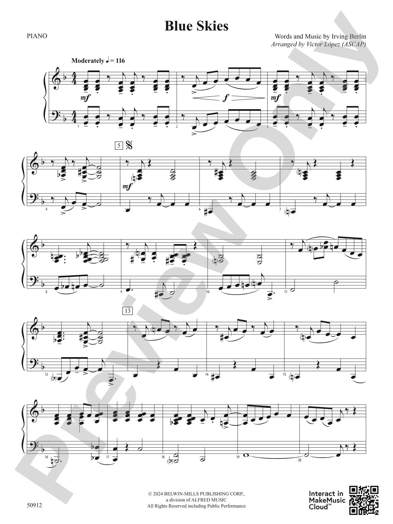 Blue Skies: Piano Accompaniment