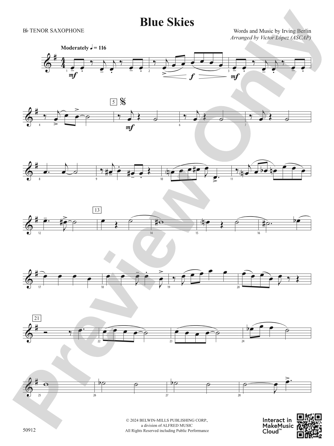 Blue Skies: B-flat Tenor Saxophone