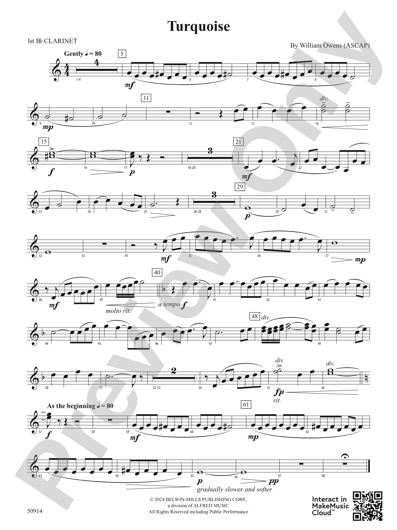 Turquoise: 1st B-flat Clarinet