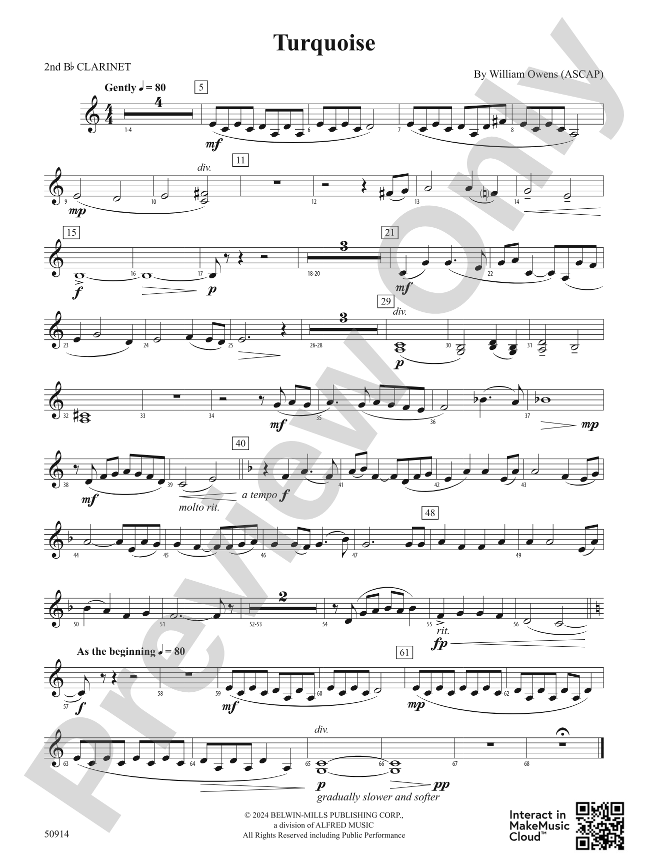 Turquoise: 2nd B-flat Clarinet