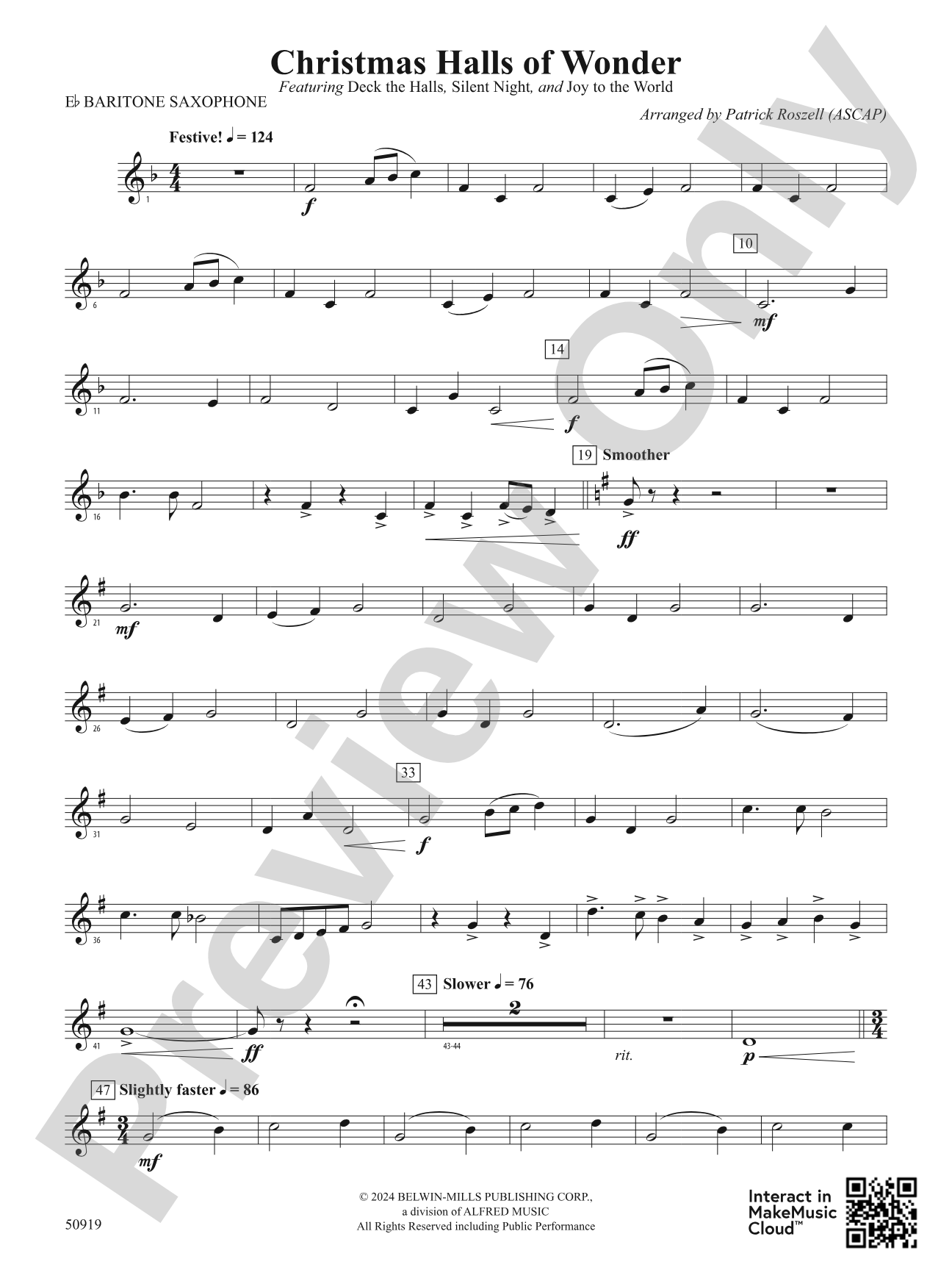 Christmas Halls of Wonder: E-flat Baritone Saxophone