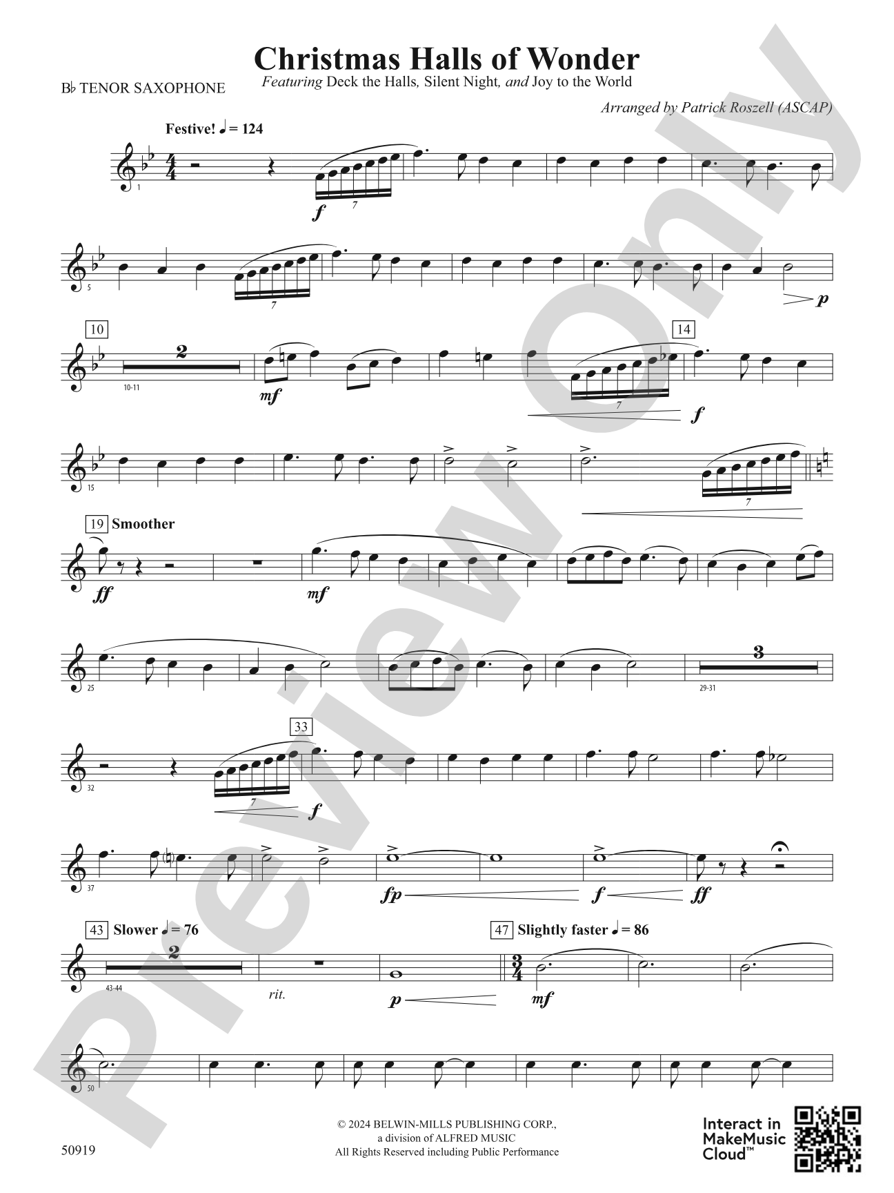 Christmas Halls of Wonder: B-flat Tenor Saxophone