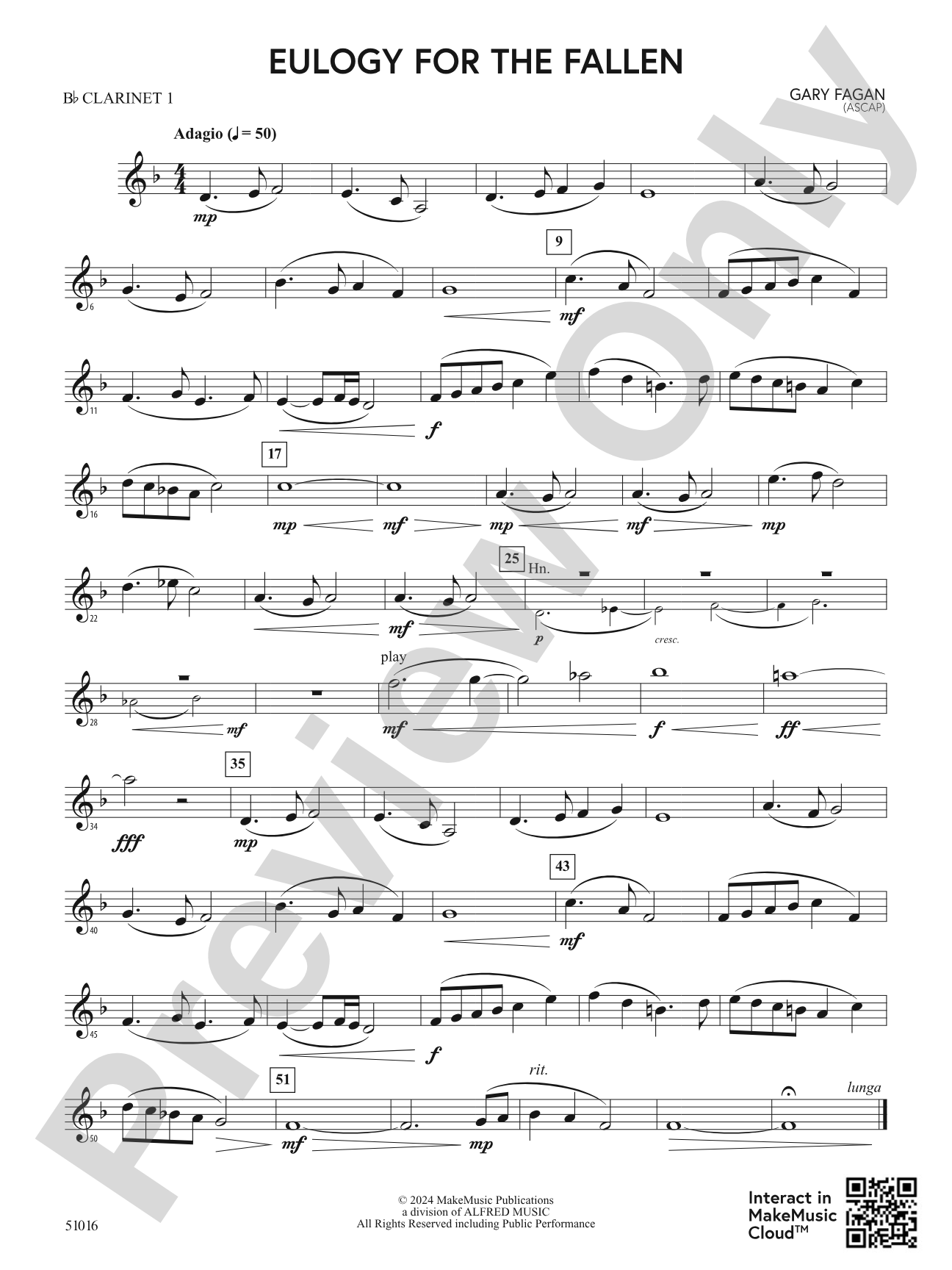 Eulogy for the Fallen: 1st B-flat Clarinet
