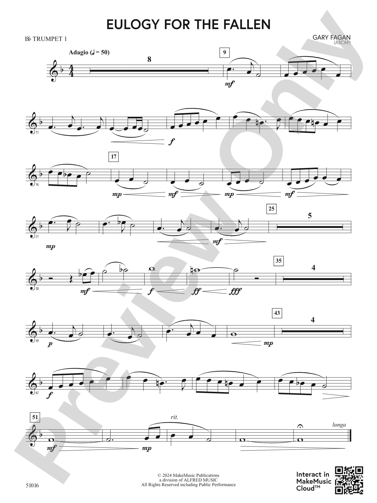 Eulogy for the Fallen: 1st B-flat Trumpet