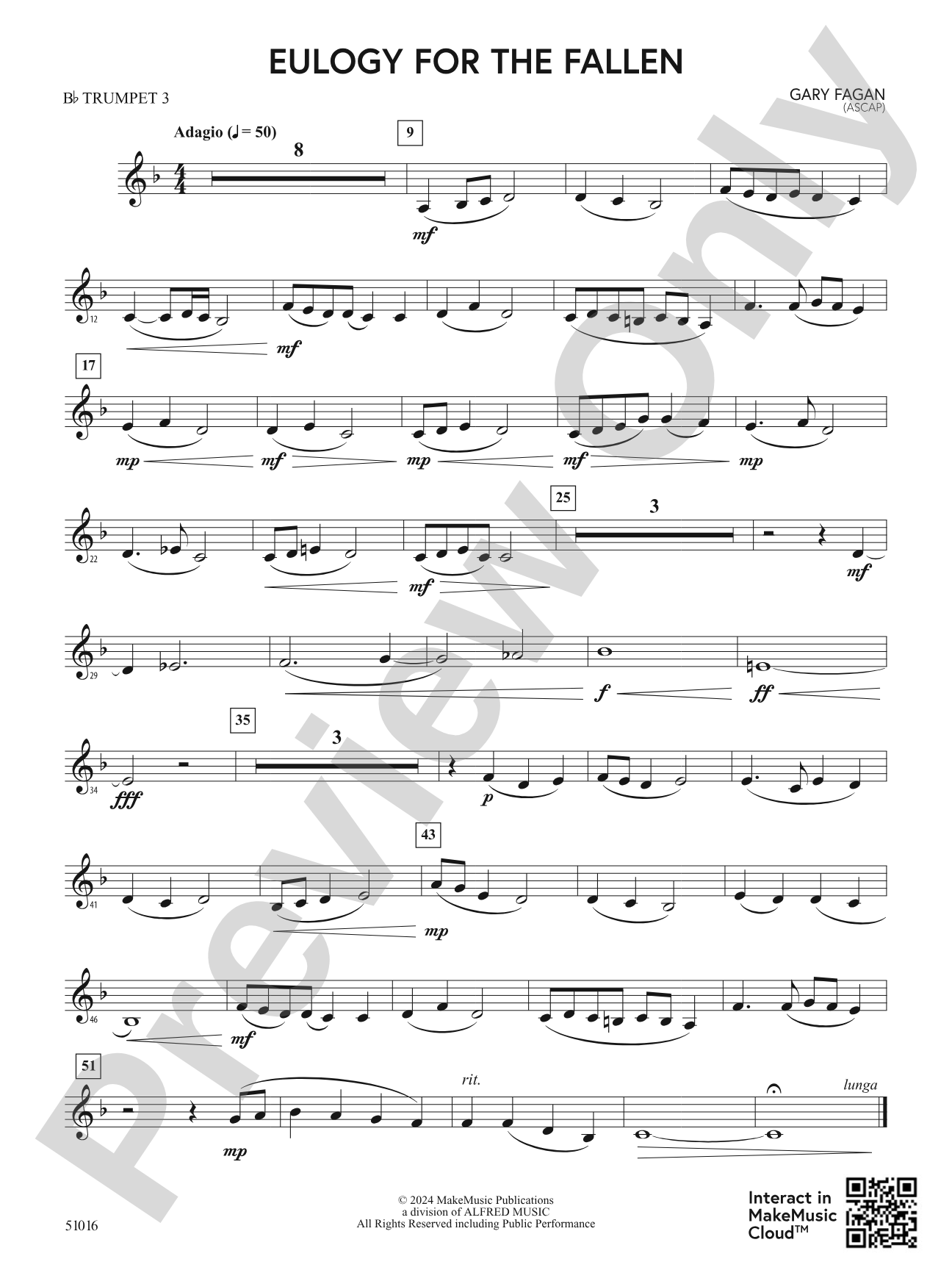 Eulogy for the Fallen: 3rd B-flat Trumpet