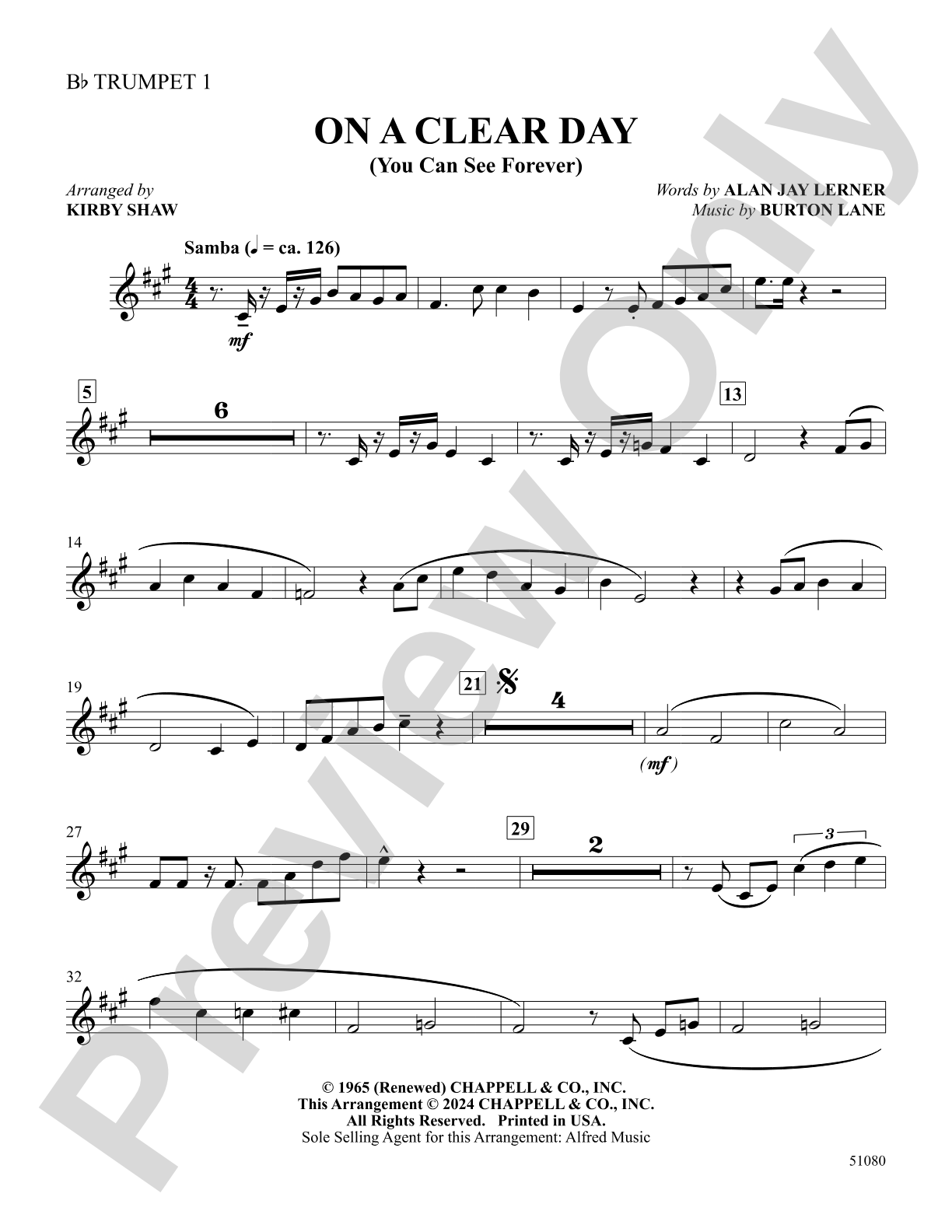 On a Clear Day: 1st B-flat Trumpet