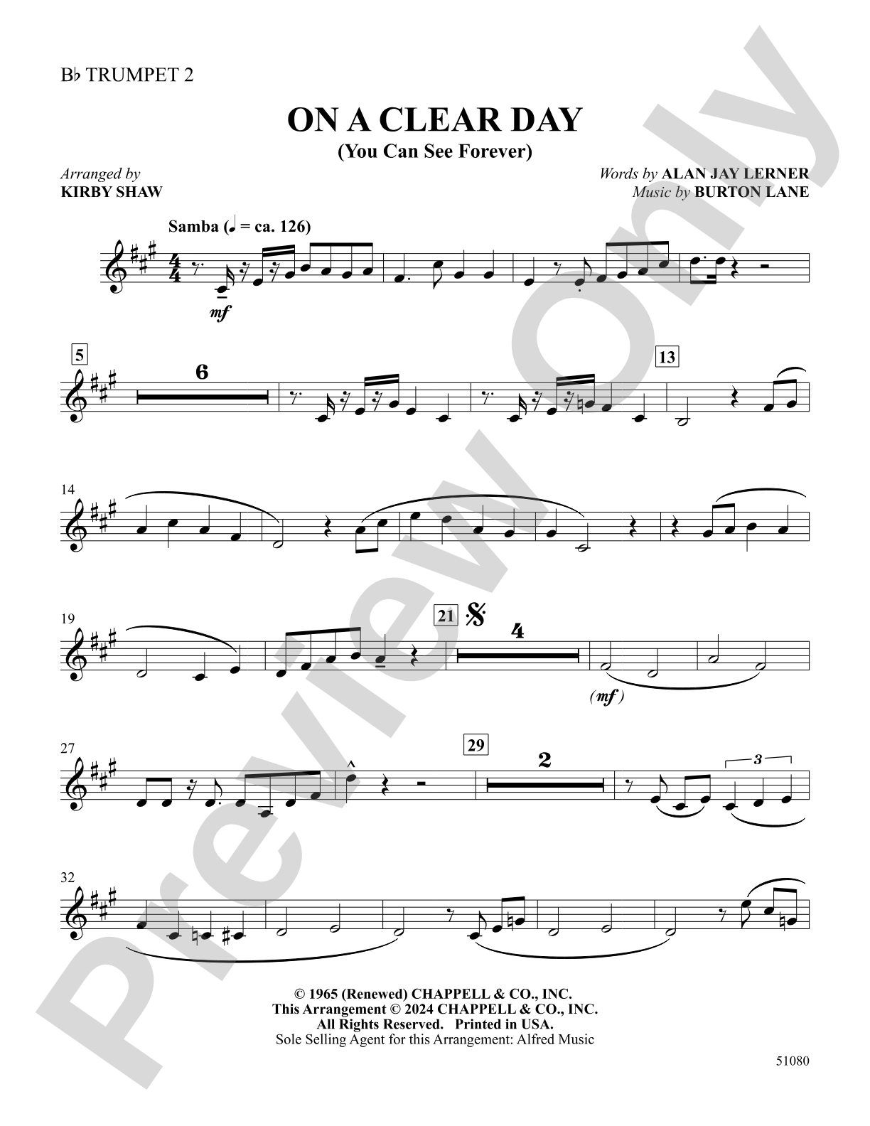 On a Clear Day: 2nd B-flat Trumpet