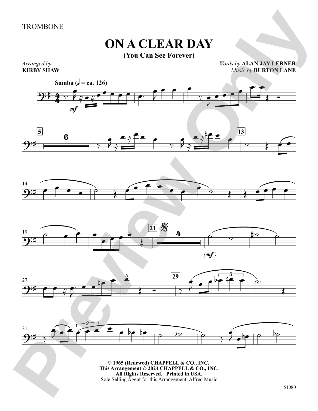 On a Clear Day: 1st Trombone