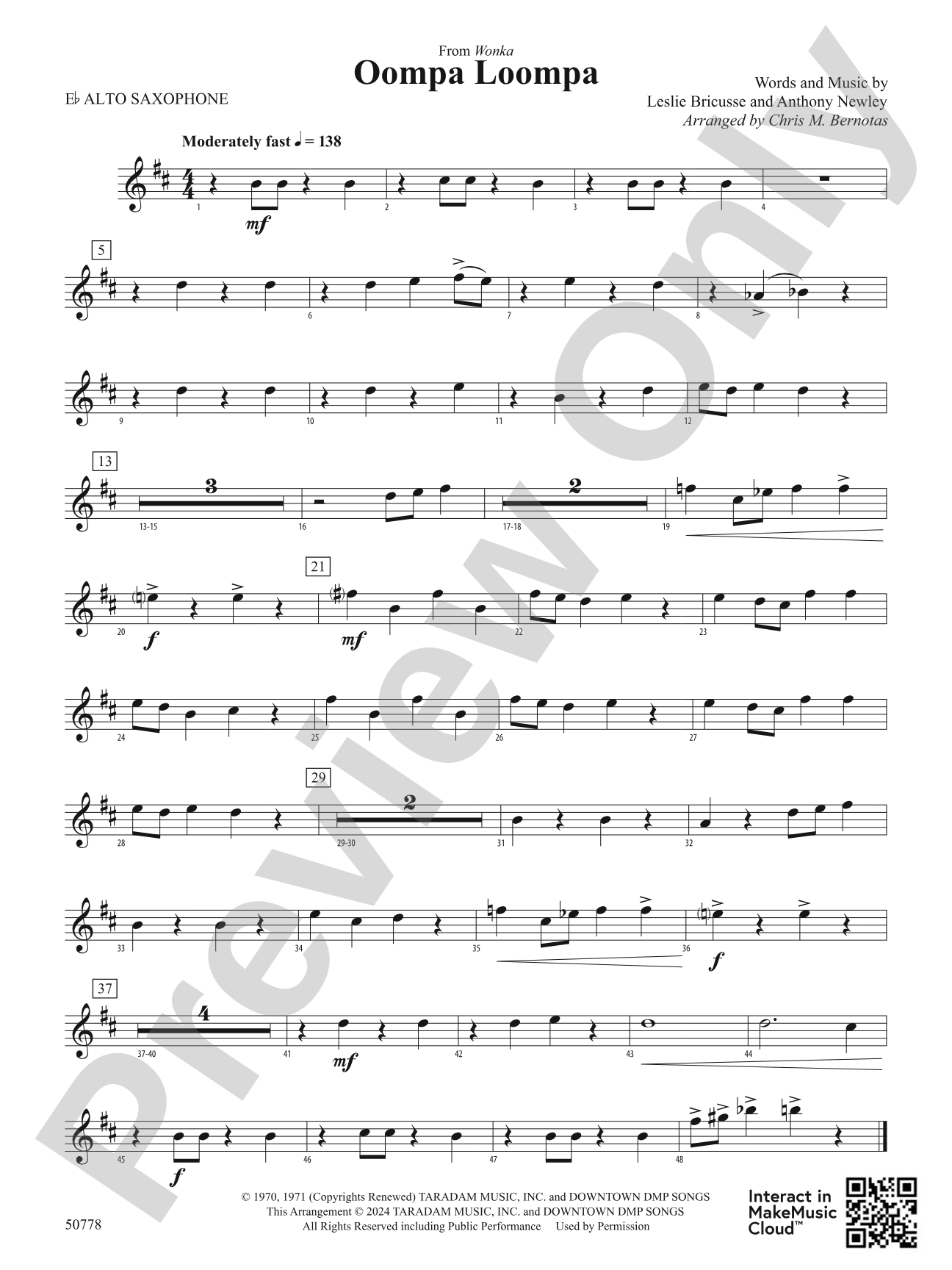 Oompa Loompa: E-flat Alto Saxophone