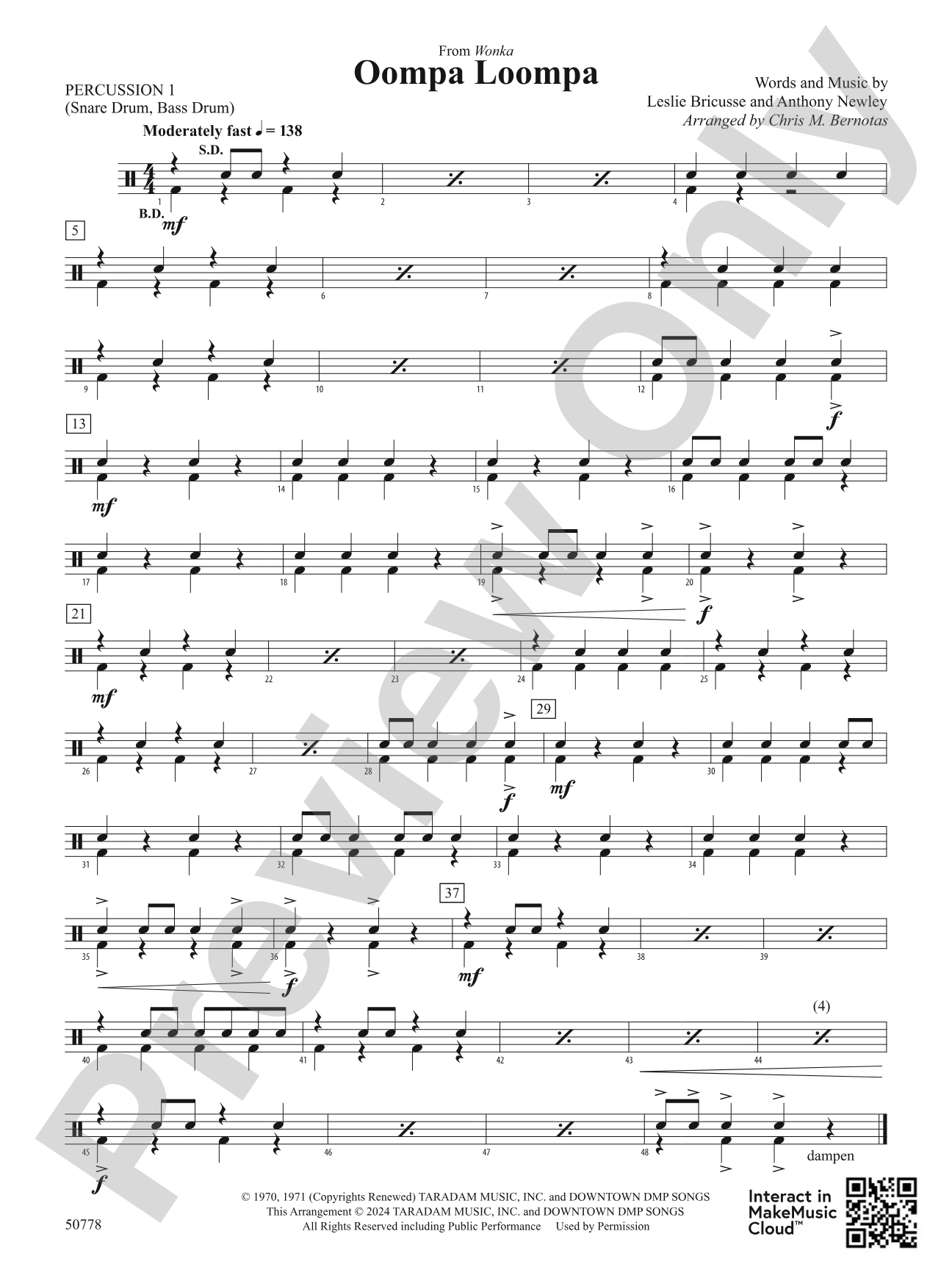 Oompa Loompa: 1st Percussion