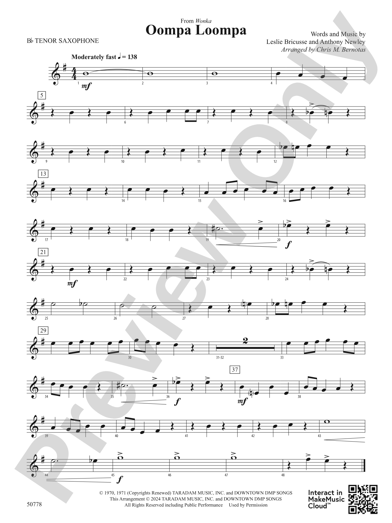 Oompa Loompa: B-flat Tenor Saxophone