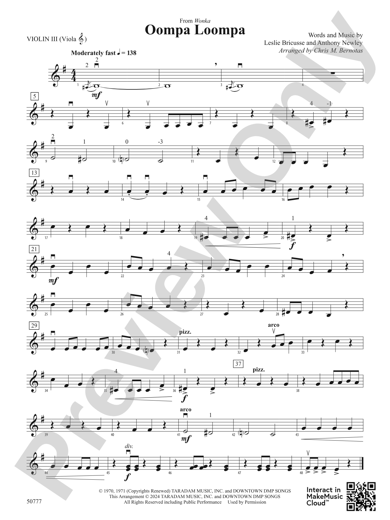 Oompa Loompa: 3rd Violin (Viola [TC])